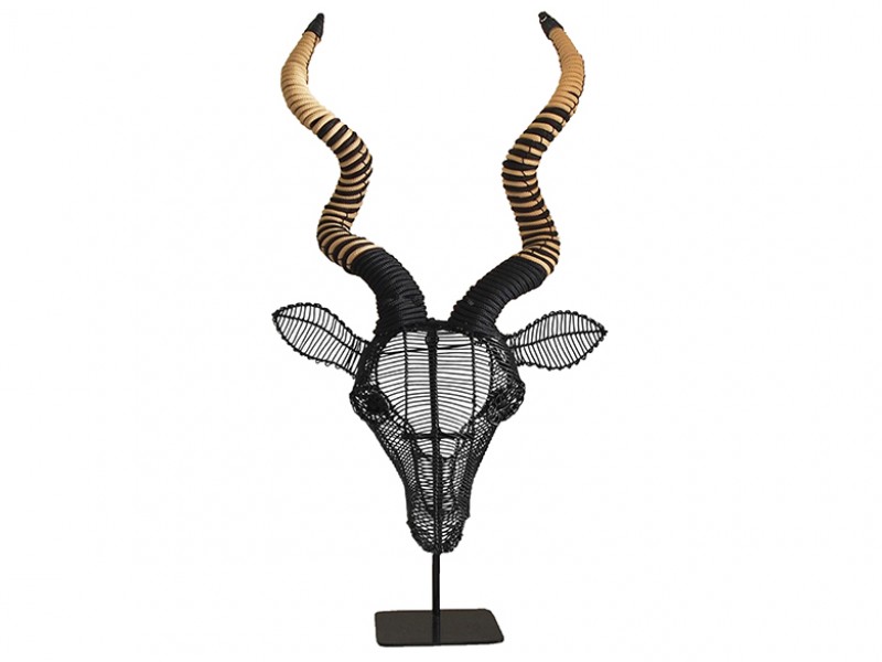 Kudu 55cm Wall Hanging - Black and Beige Rope